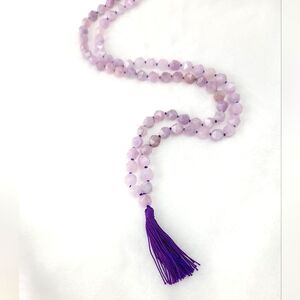 Purple quartz mala, lavender mala, purple mala, meditation necklace, wor…